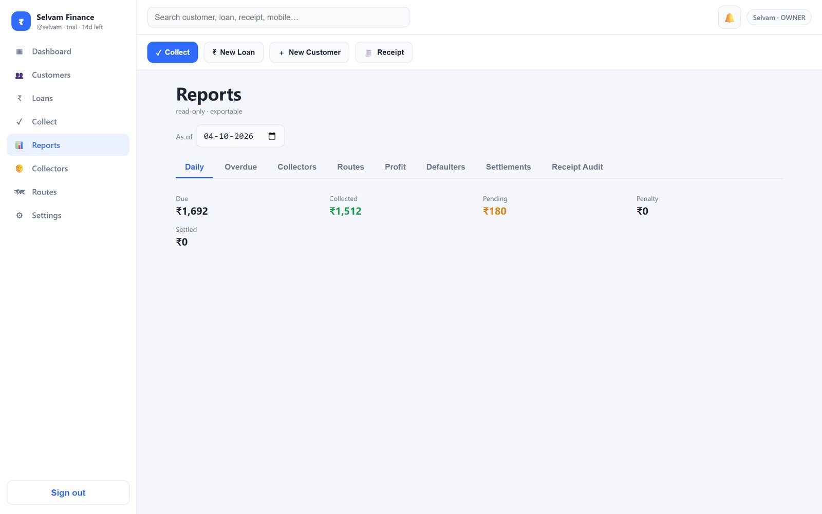Daily FinCore: Reports